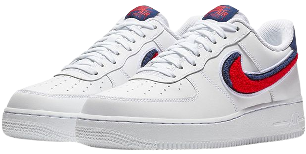 air force 1 low 3D chenille swoosh white//red//blue