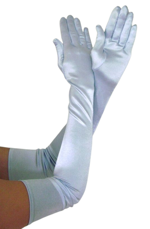 OPERA LONG Length Stretch SATIN Gloves LIGHT BLUE