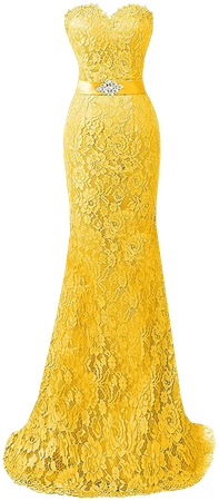 Amazon.com: DingXuBao Women's Lace Mermaid Bridal Wedding Dresses Bridesmaid Dresses Evening Dress(US12, Yellow): Clothing