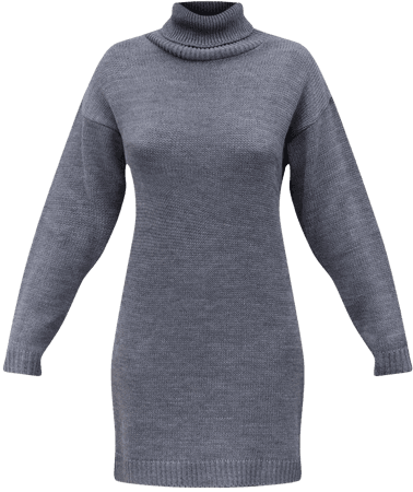 Grey Basic Roll Neck Knit Jumper Dress | PrettyLittleThing CA