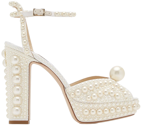 Sacaria Pearl-Embellished Satin Platform Sandals By Jimmy Choo | Moda Operandi