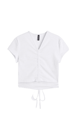 Tie-detail Crop Top - White - Ladies | H&M US