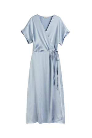 Satin Wrap-front Dress - Light blue - Ladies | H&M US