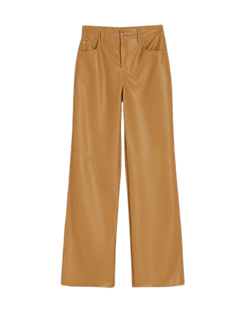 Faux leather straight pants - Pants - Woman | Bershka