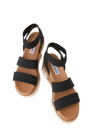 Steve Madden Bandi - Black Sandals - Cork Sole Sandals