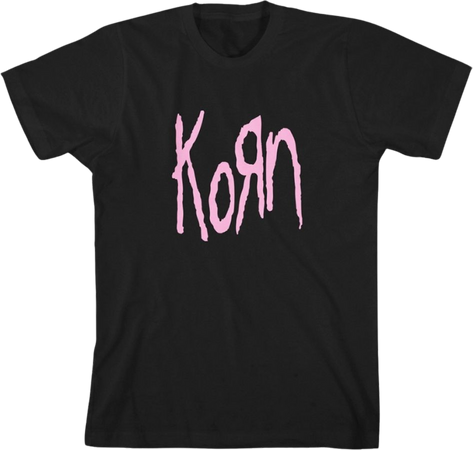 black and pink korn logo shirt