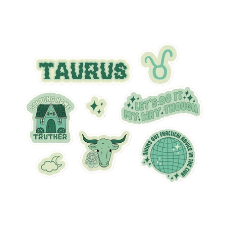 Funny Taurus Vinyl Sticker Set | Etsy