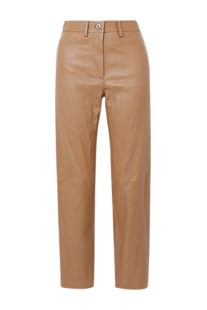 Teddy Leather Tapered Pants - Camel