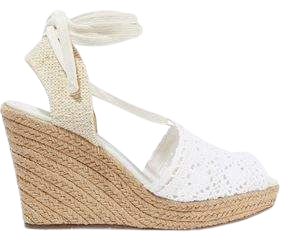 Lace-up Crocheted Wedge Espadrille Sandals