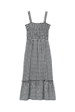 Smocked-bodice Dress - Black/checked - Ladies | H&M US