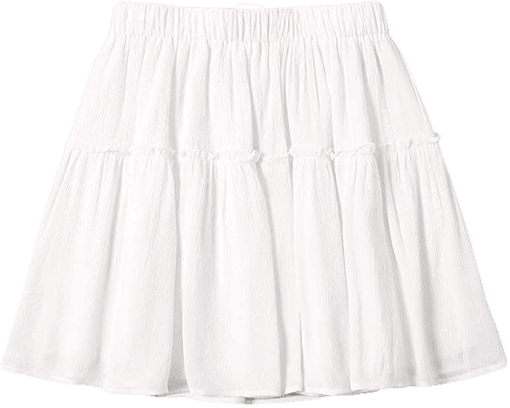 SheIn Women's Ruffle High Waisted A Line Mini Skirt Elastic Waist Flare Flowy Frill Short Skirts : Clothing, Shoes & Jewelry