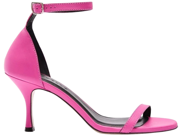Minimalist Hot Pink Leather Heeled Sandals - Petra Sandals | Marcella