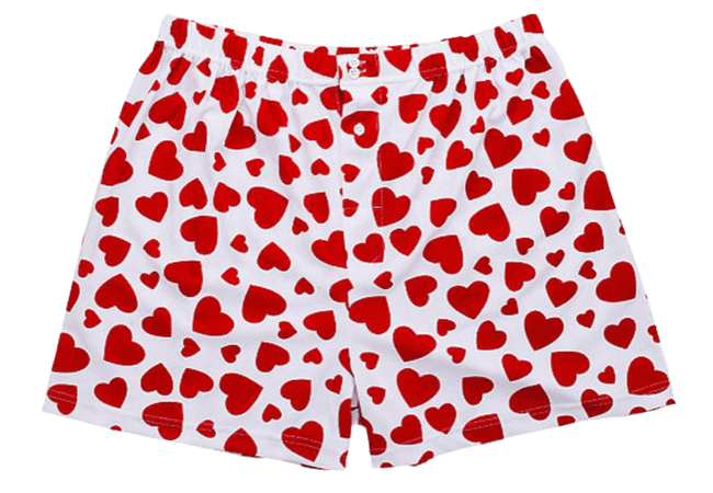 red and white heart pj shorts