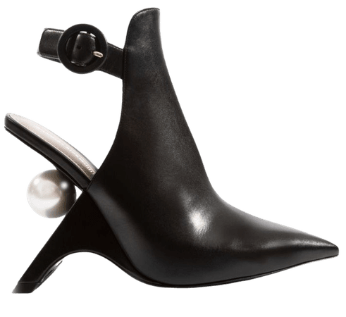 Jazzelle Faux Pearl Leather Slingback Booties
