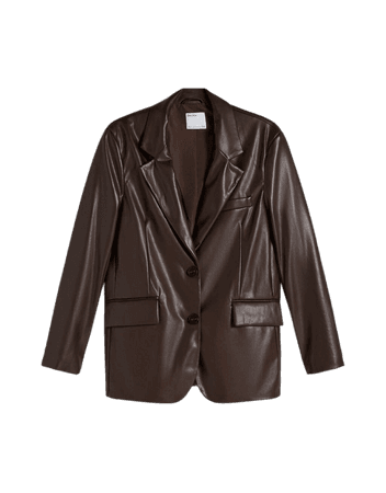 Faux leather blazer - Outerwear - Woman | Bershka