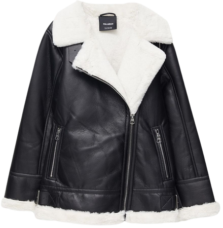 Long double-faced faux leather jacket - pull&bear