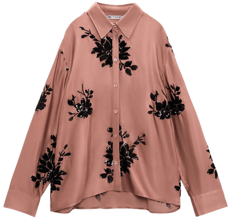 EMBROIDERED SEQUIN SHIRT - Pale pink | ZARA United States