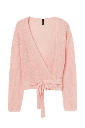 Short Wrapover Cardigan - Light pink - Ladies | H&M US