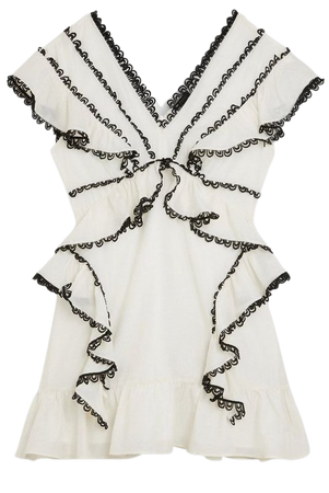 Graphic Lace Trim Woven Mini Dress | Karen Millen