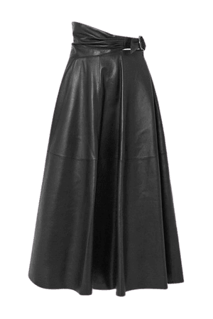Alaïa | Wrap-effect leather midi skirt | NET-A-PORTER.COM