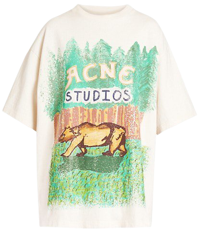 Acne Studios Edra Bear-Print Oversized T-Shirt | SaksFifthAvenue