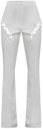 White Woven Cut Out Flare Trousers | Co-Ords | PrettyLittleThing USA