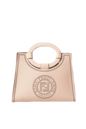 Runaway Small Perforated Leather Tote - Neutral