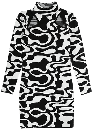 Black swirl bodycon mini dress | River Island