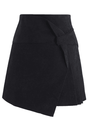 Flap Pleated Mini Skirt in Black - Skirt - BOTTOMS - Retro, Indie and Unique Fashion