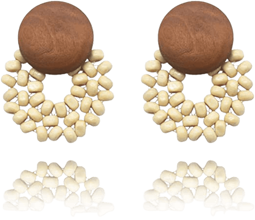 Amazon.com: Ratten Dangle Earrings for Women Girls - Beads Boho Straw Woven Earrings Cute Vacation Beach Decor Gifts (BEADED): Clothing, Shoes & Jewelry