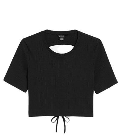 Open-back cropped tee - Black - T-shirts - Monki WW