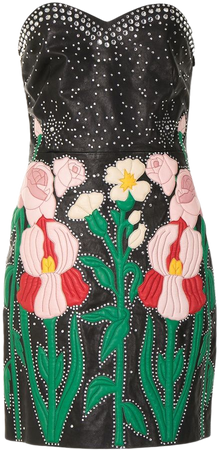 Gucci Pre-Owned Rose Patches Strapless Dress - Farfetch