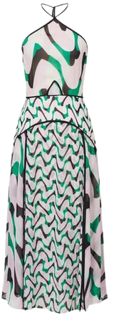 Reiss Pink/Green Alex Cut-Out Midi Dress | REISS USA