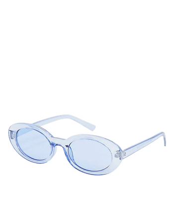 ASOS DESIGN oval sunglasses in tonal blue | ASOS