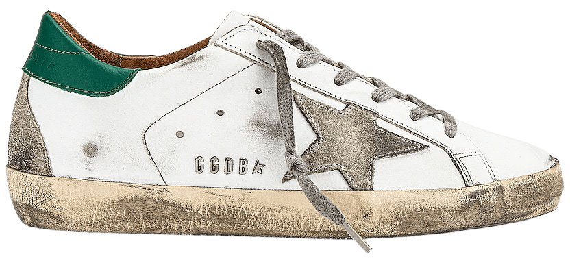 Golden Goose Superstar Sneaker in White, Ice, & Green | REVOLVE