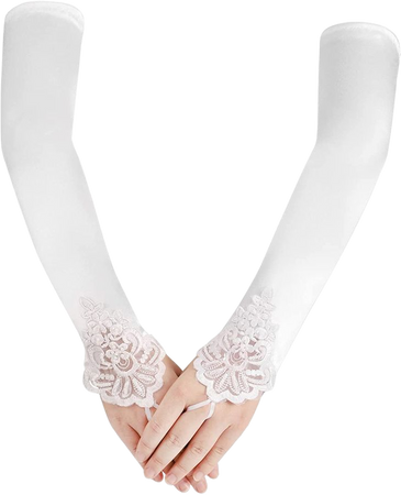 Fingerless Long Opera Gloves, 1920s Evening Party Gloves White Gloves Costume Elbow Length Satin Gloves Stretchy Dancing Gloves Wedding Lace Gloves for Women Stocking Stuffers (48cm/19inch) : Amazon.ca: Clothing, Shoes & Accessories
