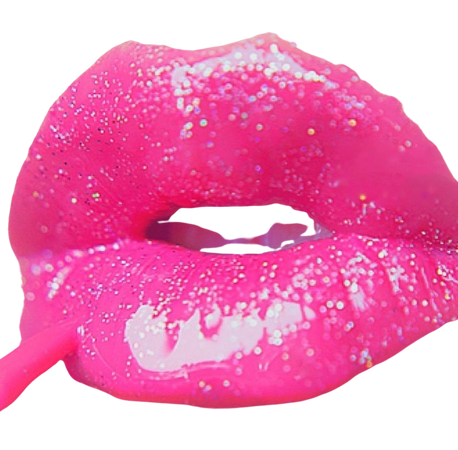 barbie pink glittery lips gloss aesthetic