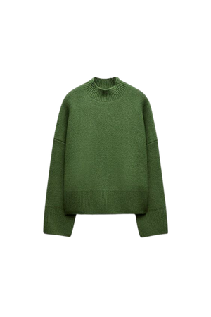 WIDE RIBBED KNIT SWEATER - Green | ZARA United States