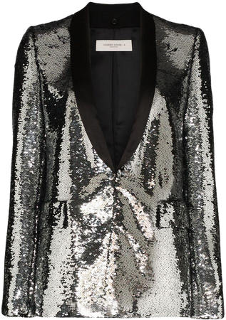 Shop metallic & black Golden Goose single-breasted sequin blazer with Express Delivery - Farfetch