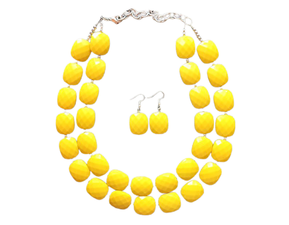 Yellow Statement jewelry set Chunky Beaded Necklace yellow | Etsy