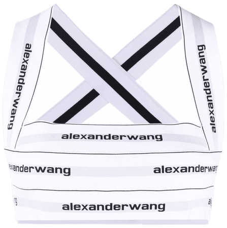 Shop Alexander Wang logo-tape cropped top with Express Delivery - FARFETCH