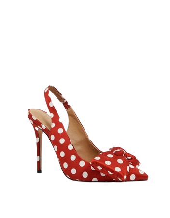 ASOS DESIGN Pheebs slingback stiletto heels with bow in red polka dot | ASOS