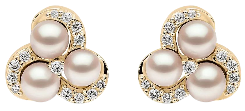 Yoko London 18kt Yellow Gold Sleek Akoya Pearl Diamond Stud Earrings - Farfetch