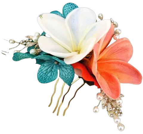Candice | Tropical Wedding Hair Hair Comb With Plumeria And Crystal Leaves
