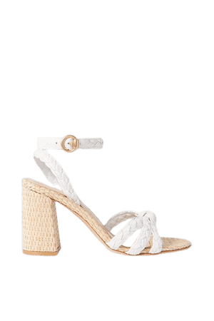 85 Woven Leather And Raffia Sandals - White