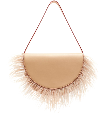 Staud Amal Ostrich Feather Shoulder Bag