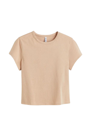 Cotton Jersey T-shirt - Beige - Ladies | H&M US