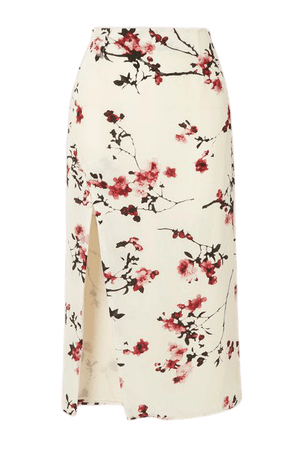 Edmund Button-embellished Floral-print Silk Midi Skirt - Ivory