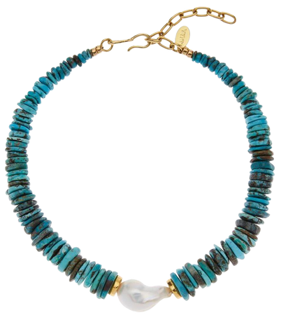 Lizzie Fortunato Turquoise And Pearl Sky Stone Necklace
