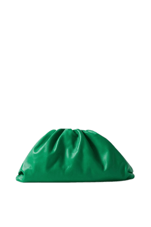 The Pouch Large Gathered Leather Clutch - Green